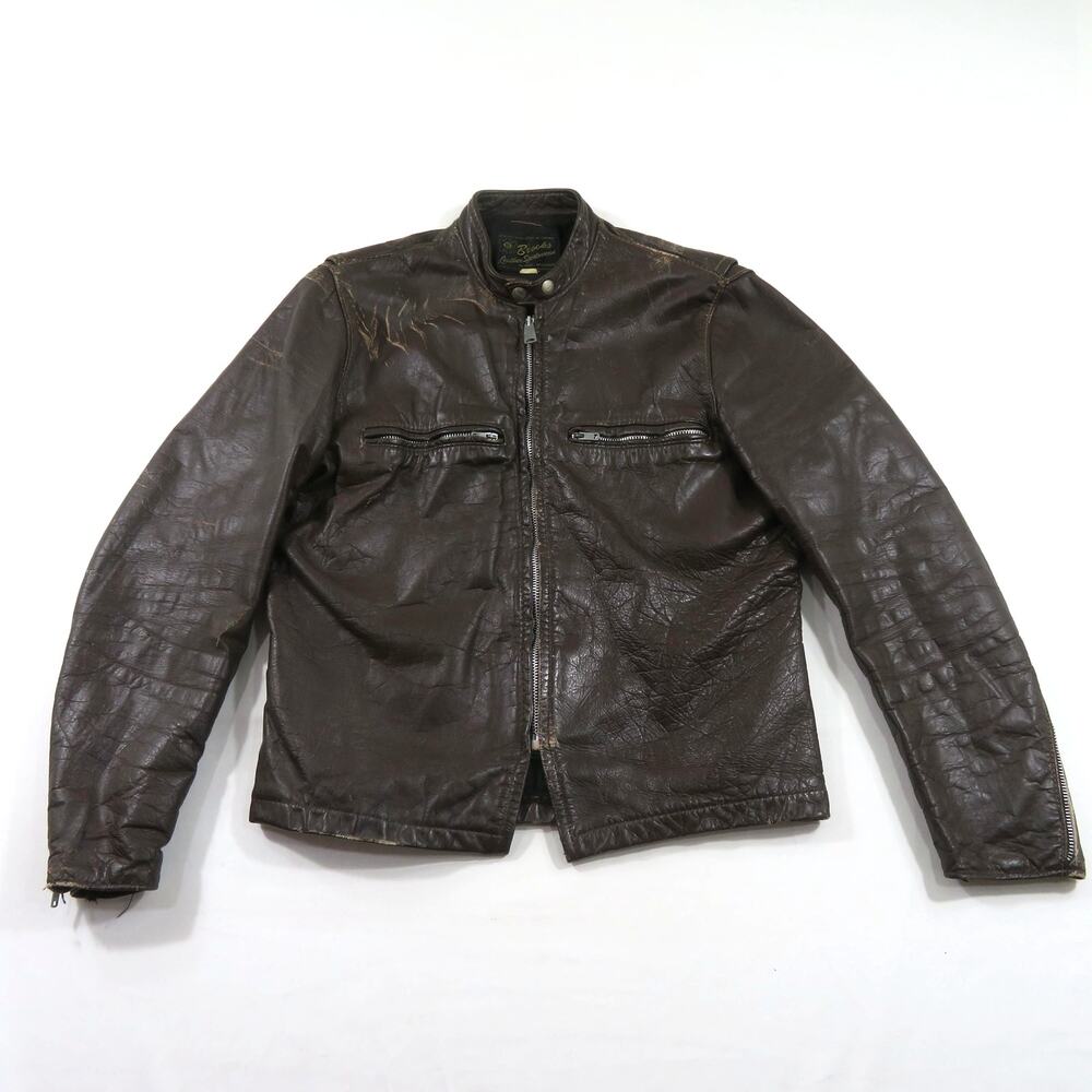 Brooks Leather Sportswear Cafe Racer Jacket Motorcycle Biker Brown Sz 42 1960s